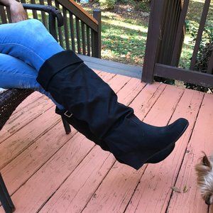 Beautiful Black Wedge Boots Size 8 1/2